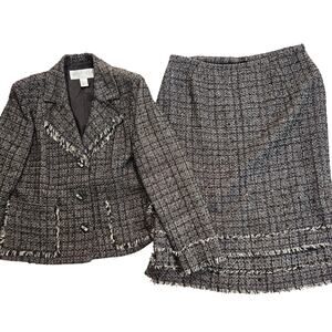 Doncaster Silk Blend Tweed 2 pc Skirt Set Sz 16 Corpcore Boardroom Chic